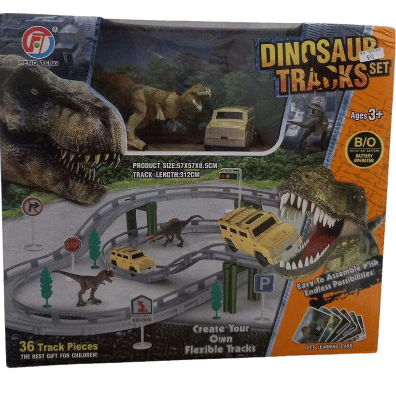 SET PISTA DE DINOSAURIOS 36 PIEZAS